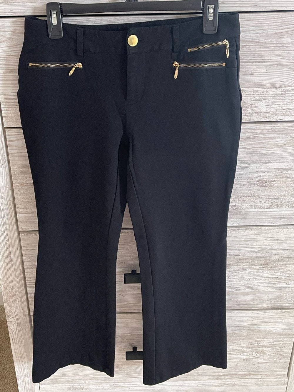INC International Concepts Black Gold‑Zip Ponte Pants – Size 8PS